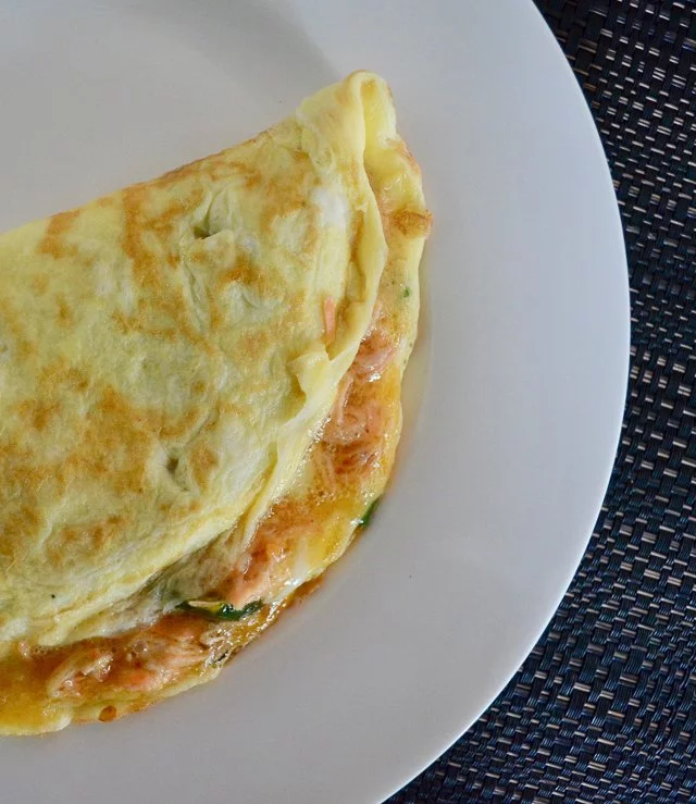 Salmon trimmings: a simple dip and decadent omelette