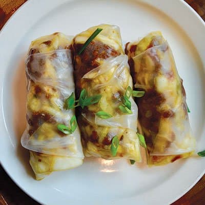 Caramelized pork and cabbage fresh rolls