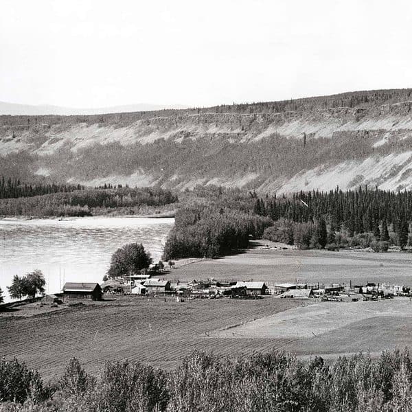 A historical photo of the Pelly River Farm