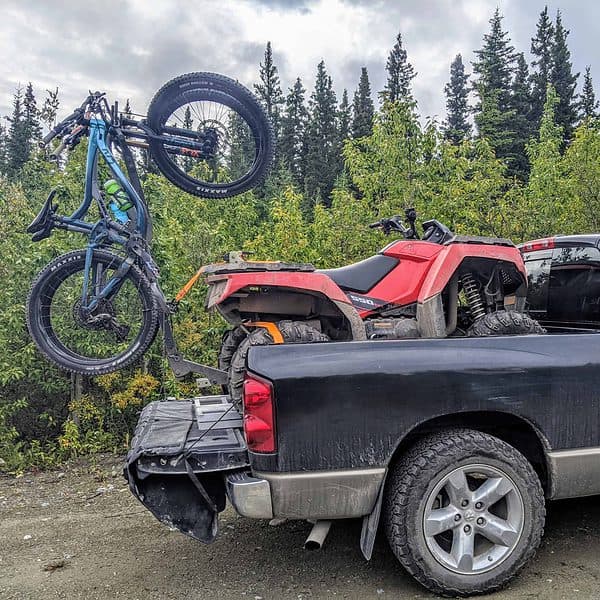 Mountains bikes on the back of a pick-up truck