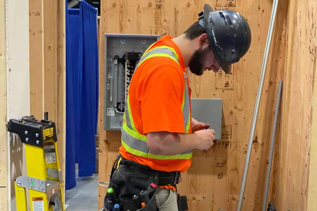 A competitor in electrical and Skills Canada