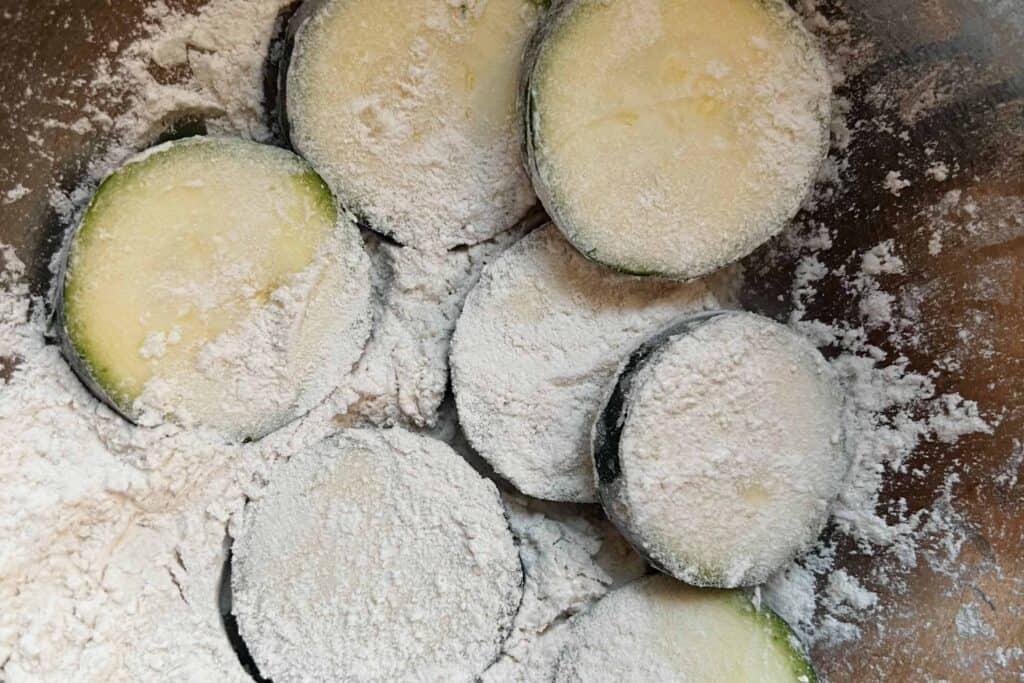 Zucchini tossed with seasoned flour