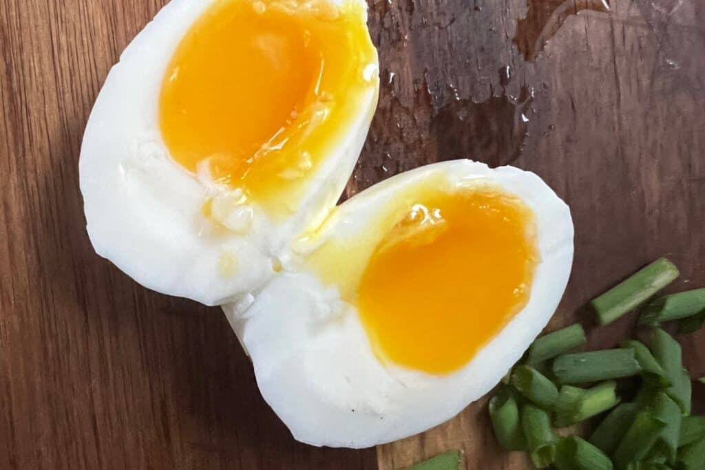 Cut your jammy eggs in half