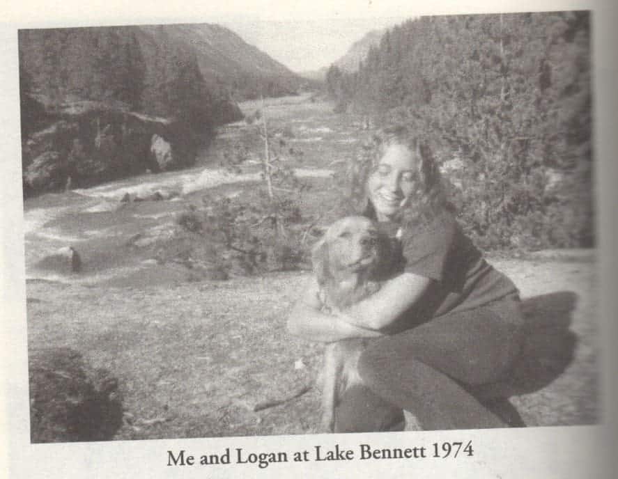 A newspaper clipping of a young woman and a dog