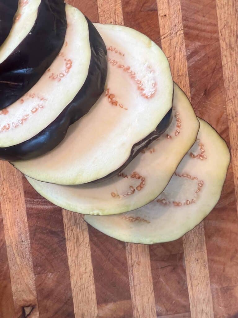 Sliced eggplant