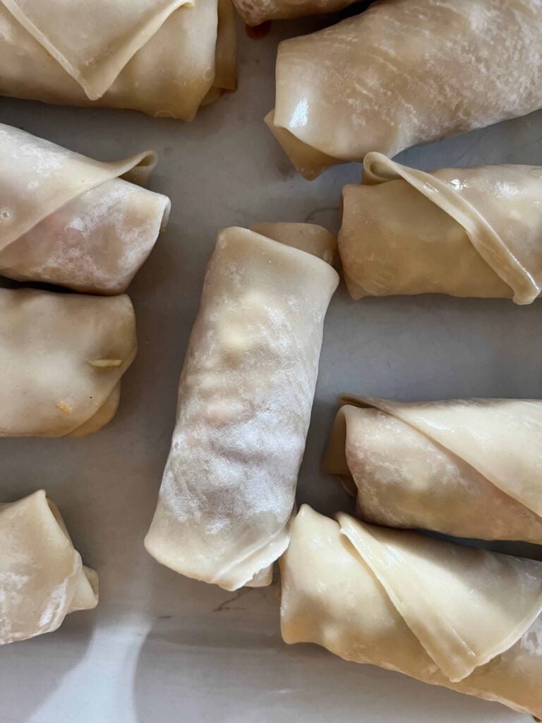 Egg rolls ready to fry