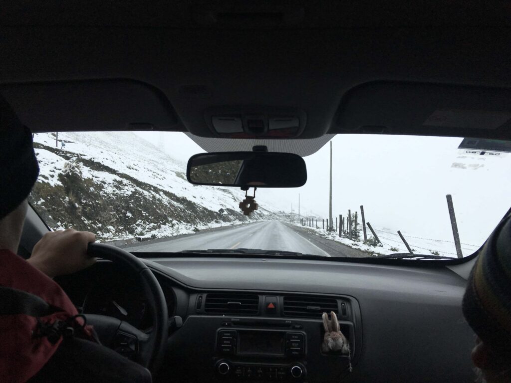 Snowy roads on the way to La Unión