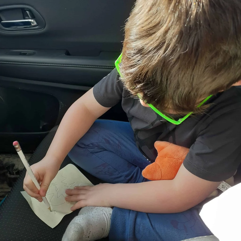 Writing in the front seat